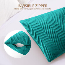 (Pack of 1, Emerald Embossed) Cushion Covers Stripe Velvet Cushion Cover Pack of 1, 2 &amp; 4