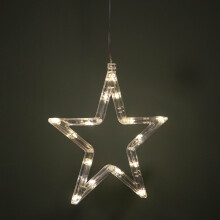 20cm Battery-Operated Light-Up Christmas Star Window Decoration - Warm White LEDs, Suction Cup, 6h On/18h Off Timer