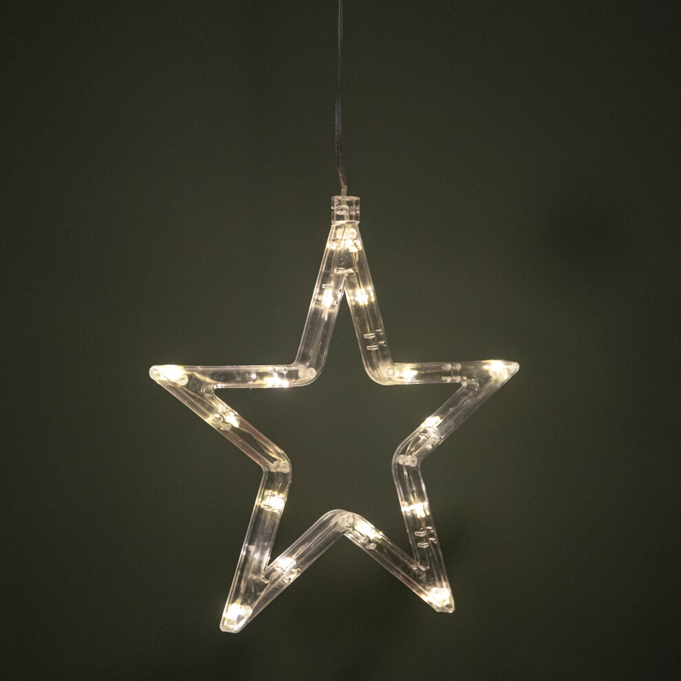 Smart Garden Products 20Cm Battery-Operated Light-Up Christmas Star Window Decoration - Warm White Leds, Suction Cup, 6H On/18H Off Timer