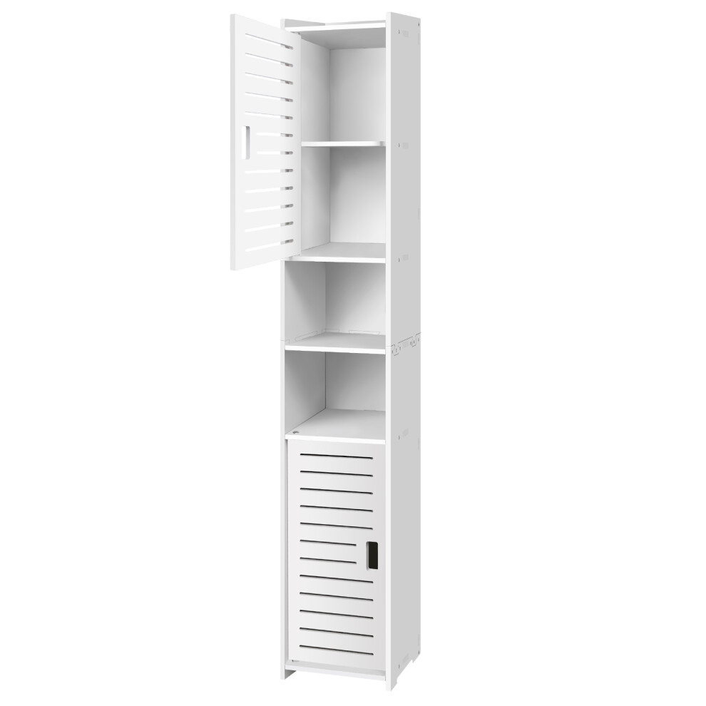 Tall Bathroom Cabinet,5 Tier Slim Storage Cabinet Freestanding Storage Cupboard with 2 Doors for Living Room Entryway