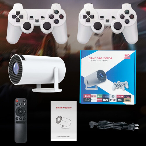 Retro Game Console with Projector, 4K HD Retro Game Projector with 2 Wireless Controllers, HDMI Output, WIFI 1