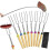 8pcs Extendable Stainless Steel Bbq Fork Barbecue Sticks Wooden Handles 1