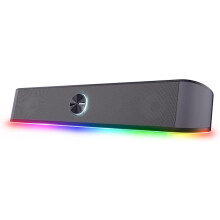 Trust Gaming GXT 1619 Rhox RGB Illuminated Soundbar,PC Speakers, 12W Peak Power, USB Powered Sound Bar, 3.5mm Jack, Plug and Play, Stereo PC Soundbar