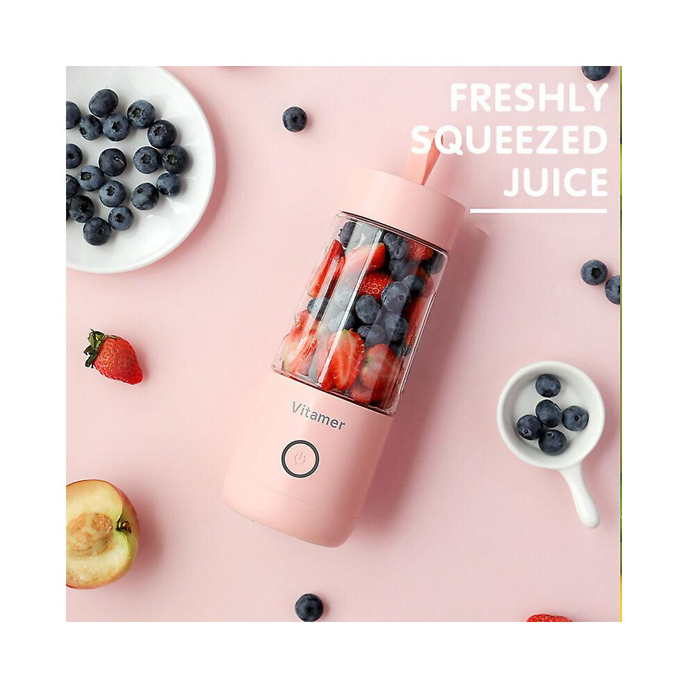 (pink) Usb Electric Fruit Juicer 350ml Rechargeable Wireless Smoothie Blender Machine Mini Fruit Mixer Cup Juicing Cup Kitchen Mixer-image-OPC-PFQ55CC-NEW