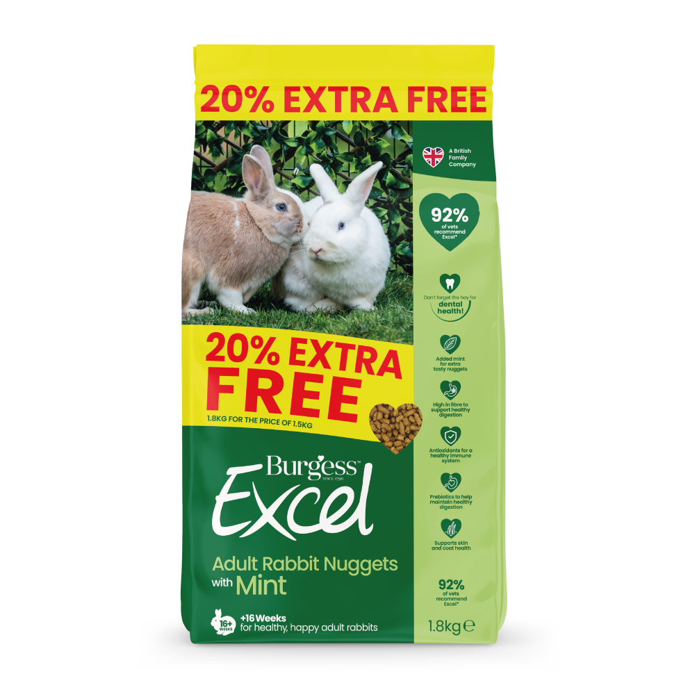 Burgess Excel Adult Rabbit Nuggets With Mint 1.8kg x 4