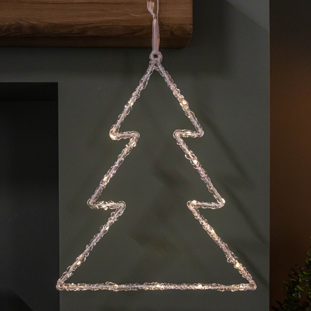 40cm Battery Powered Light up Christmas Tree Hanging Decoration with LEDs