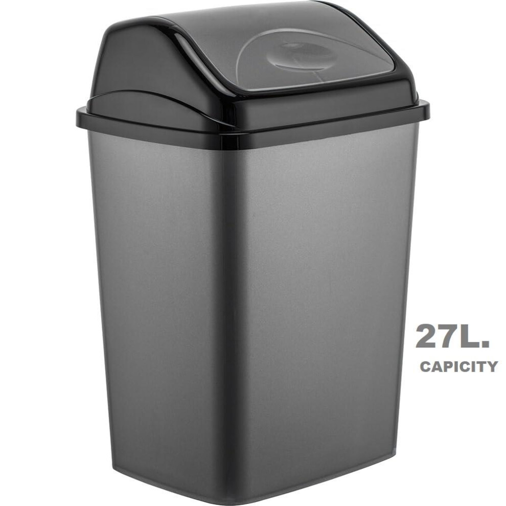 (27 Liter) MantraRaj Plastic Flip Top Waste Bin Removable Swing Lid Plastic Swing Top Bin Garbage Rubbish Kitchen Dustbins