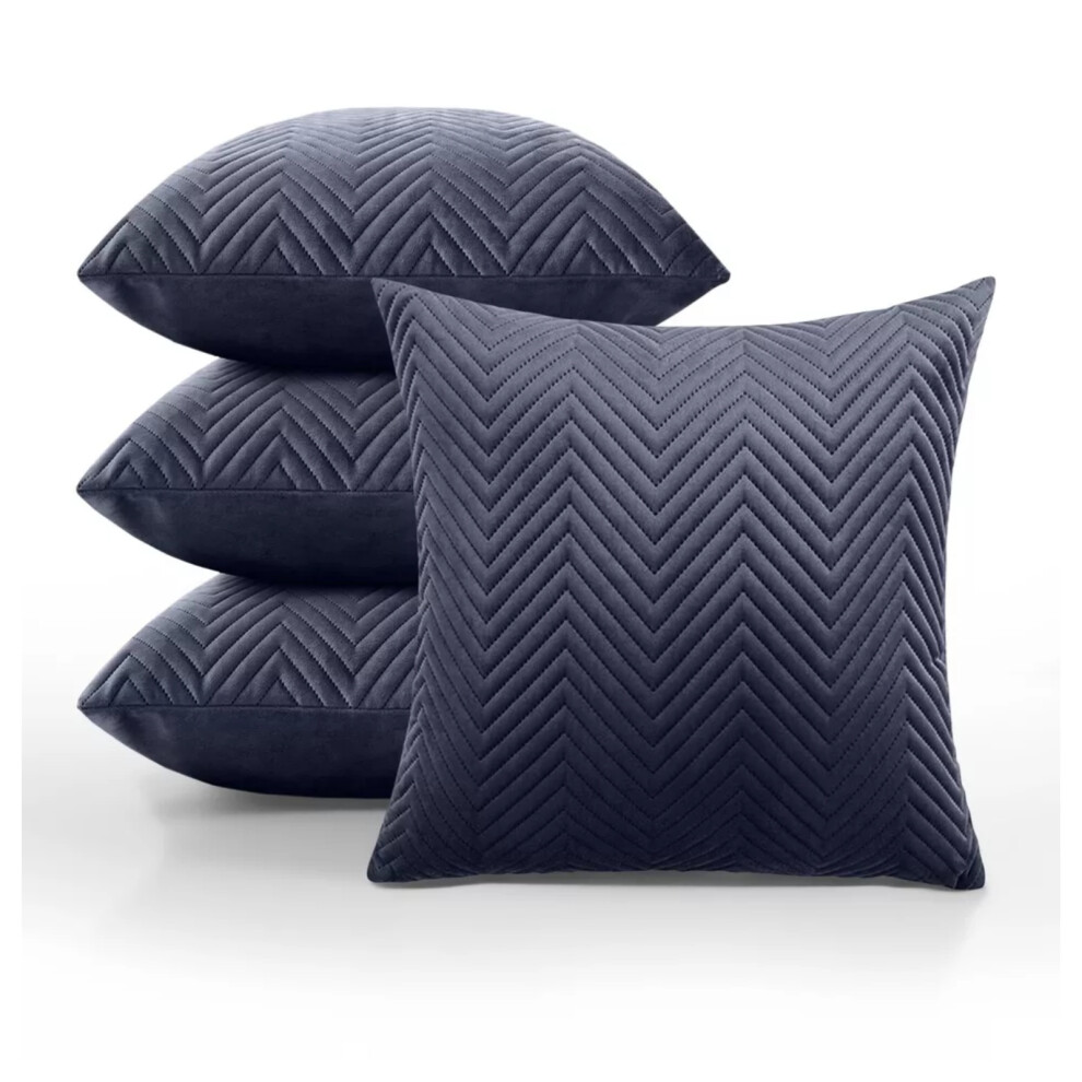 (Embossed Velvet Cushion Cover Charcoal 4-Pack) Velvet Cushion Cover 4-Pack Bed Sofa Pillow Case