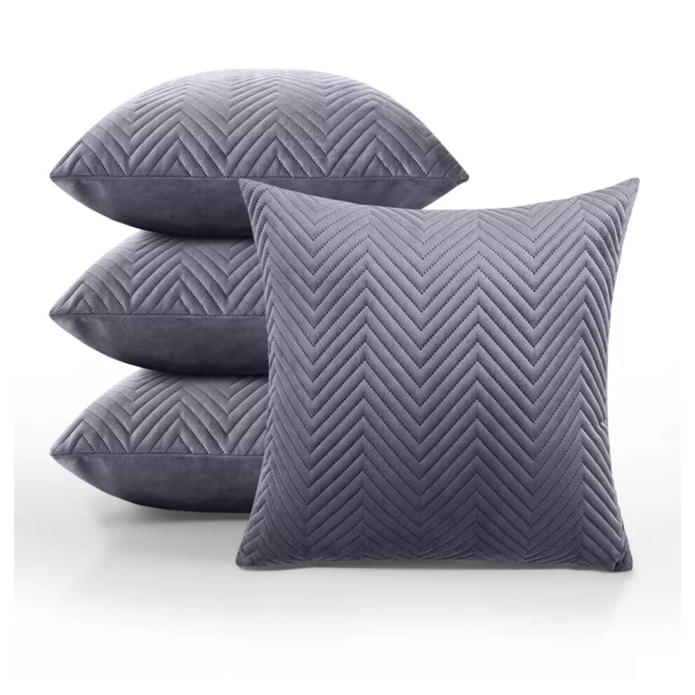 (Embossed Velvet Cushion Cover Grey 4-Pack) Velvet Cushion Cover 4-Pack Bed Sofa Pillow Case