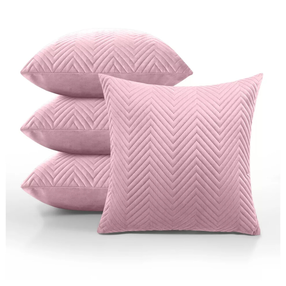 (Embossed Velvet Cushion Cover Pink 4-Pack) Velvet Cushion Cover 4-Pack Bed Sofa Pillow Case