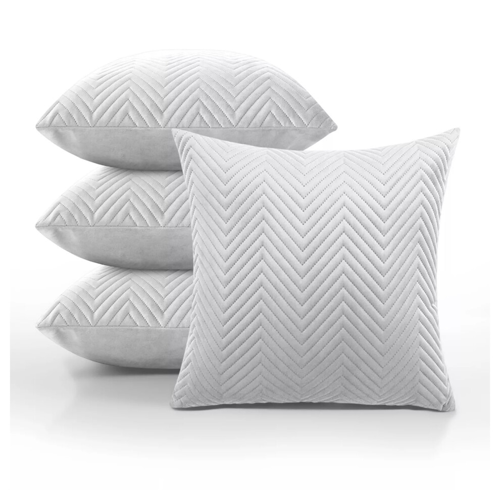 (Embossed Velvet Cushion Cover Silver 4-Pack) Velvet Cushion Cover 4-Pack Bed Sofa Pillow Case