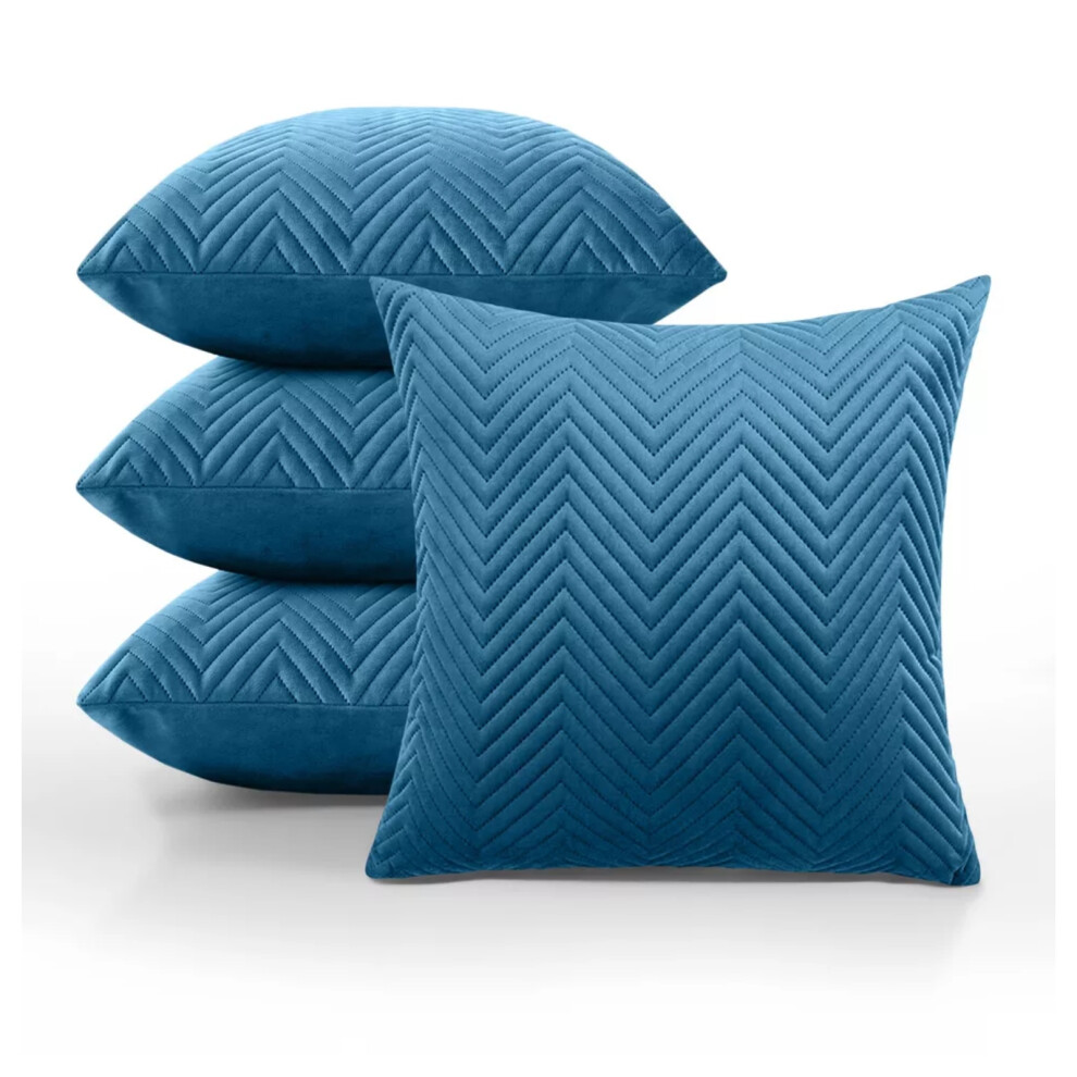 (Embossed Velvet Cushion Cover Teal 4-Pack) Velvet Cushion Cover 4-Pack Bed Sofa Pillow Case