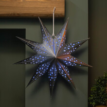 50cm Battery Powered Silver Origami Hanging Christmas Star with LEDs