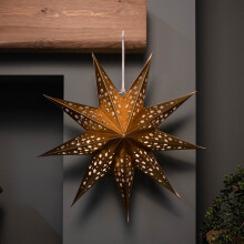 50cm Battery Powered Gold Origami Hanging Christmas Star with LEDs