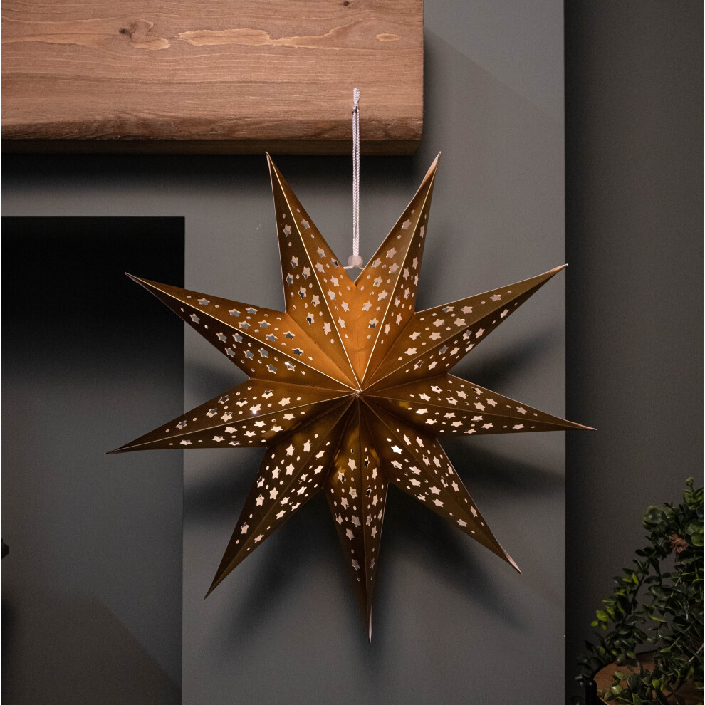 Samuel Alexander Unisex Gold 50Cm Battery Powered Light Up Origami Hanging Christmas Star With Leds - Image 4