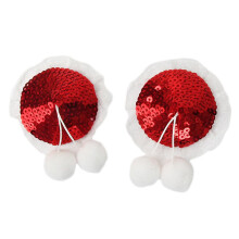 Christmas Sexy Nipple Cover Shiny Metallic Sequins Lace Trim Breast Chest Stickers With Plush Ball Bow Self-adhesive Bra Pasties Lingerie