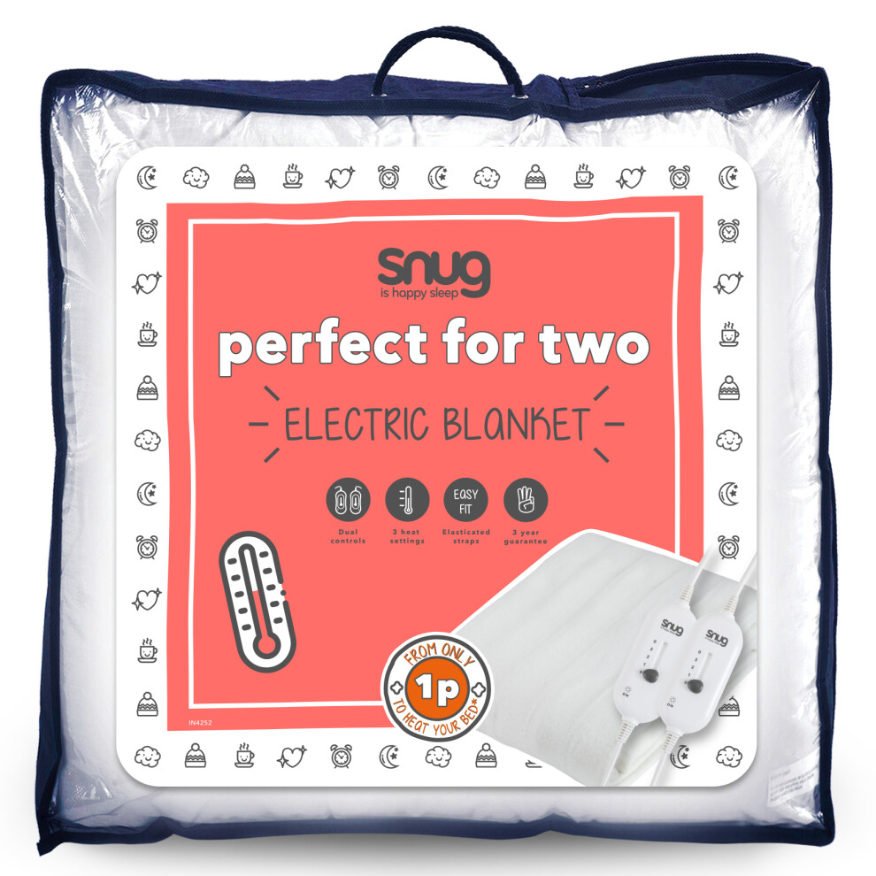 (King) Snug Perfect for Two Heated Electric Blanket Underblanket Dual Control