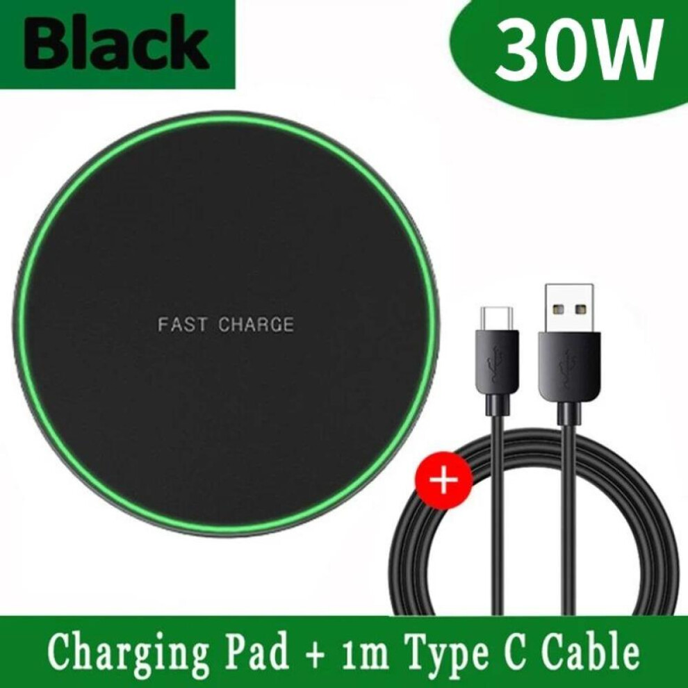 (30W, Black) Portable Newest 60W Super Fast Qi Wireless Charger Pad for iPhone 14 13 12 11 X Pro Max Samsung Galaxy Huawei Xiaomi Wireless Charging Dock