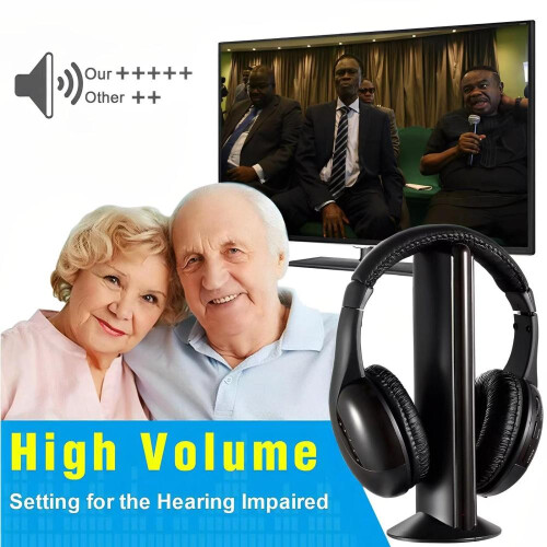 (Black) TV wireless headphones for the elderly 2