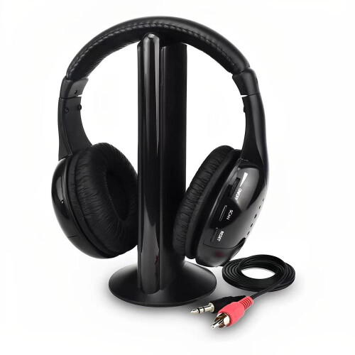 (Black) TV wireless headphones for the elderly