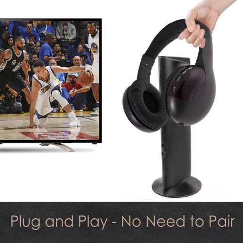 (Black) TV wireless headphones for the elderly 1
