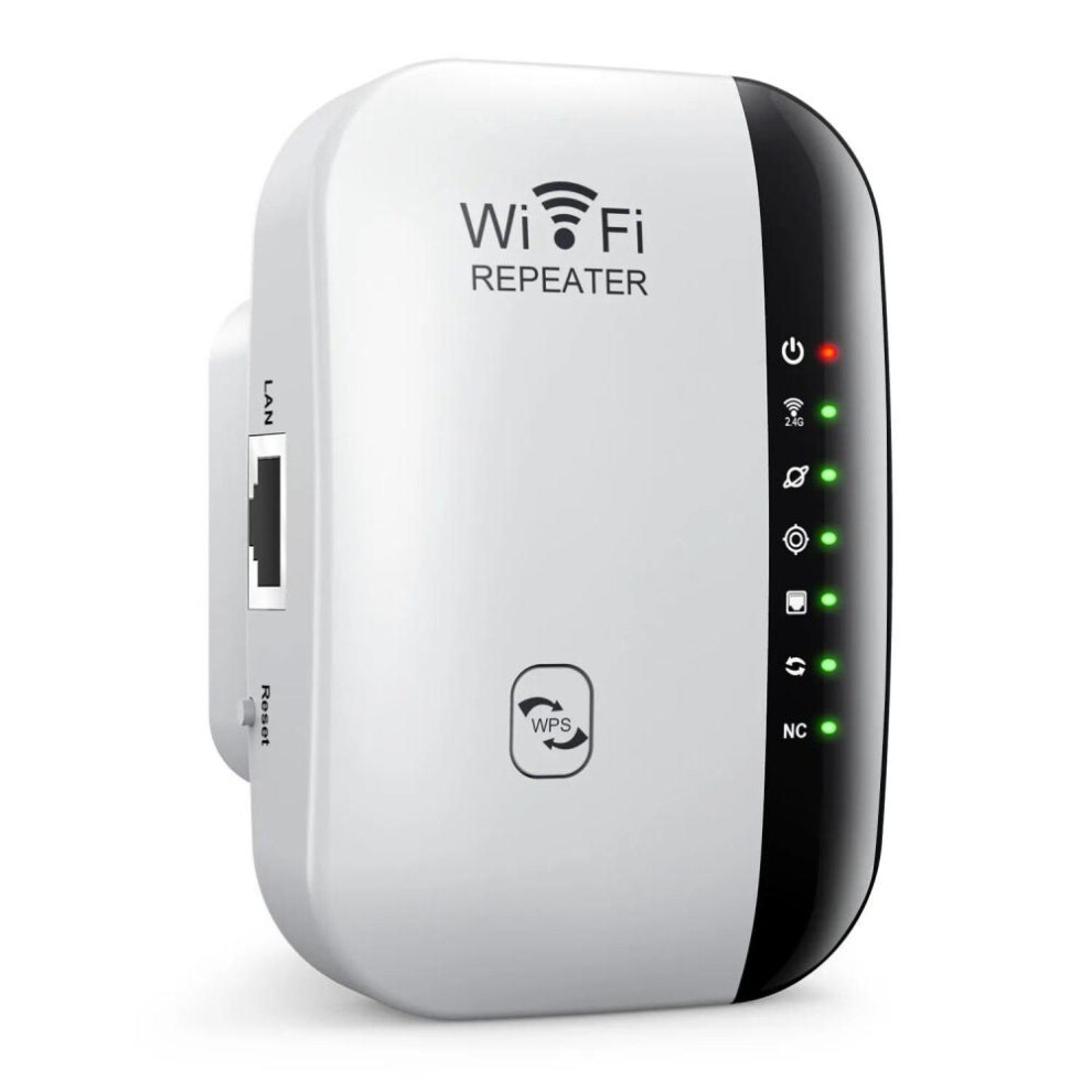 (7 Lights, ) 300Mbps Wifi Repeater 2.4G Wireless Signal Amplifier Wi Fi Range Extender Wi-Fi Amplifier 802.11N Network Booster Home Router 2024 N White
