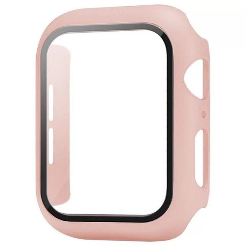 (pink, 44mm Series 4 5) Tempered Glass+Watch Case For Apple Watch 8 7 6 SE 5 3 4 44mm 40mm Screen Protector iWatch 5 3 2 42mm 38mm Case Cover Bumper
