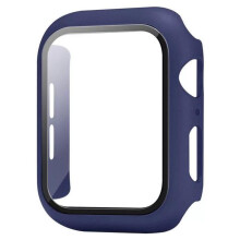 (midnight blue, 44mm Series 6 SE) Tempered Glass+Watch Case For Apple Watch 8 7 6 SE 5 3 4 44mm 40mm Screen Protector iWatch 5 3 2 42mm 38mm Case Cover Bumper