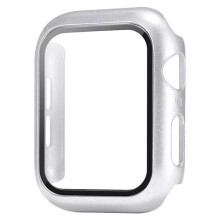 (silver, 45mm Series 7) Tempered Glass+Watch Case For Apple Watch 8 7 6 SE 5 3 4 44mm 40mm Screen Protector iWatch 5 3 2 42mm 38mm Case Cover Bumper