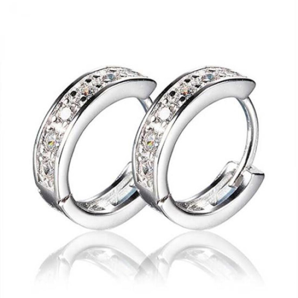 Women&apos;s Rhinestone Platinum Plated Ear Studs Hoop Earrings Jewelry