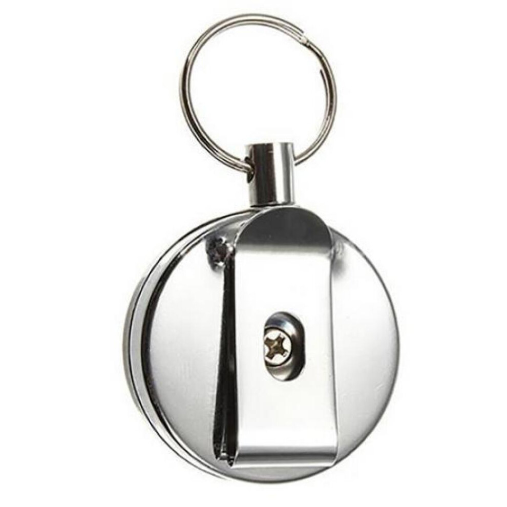 Stainless Steel Retractable Key Ring Pull Key Chain Belt Clip Keychain