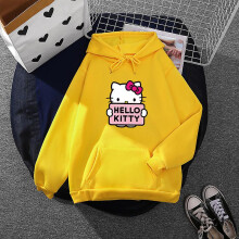 (L, yellow) Cartoon Sanrio Hello-kitty Cute Women Hoodie Korean Girls Fashion Sweatshirt Spring And Autumn Model Clothes Casual Long Sleeve