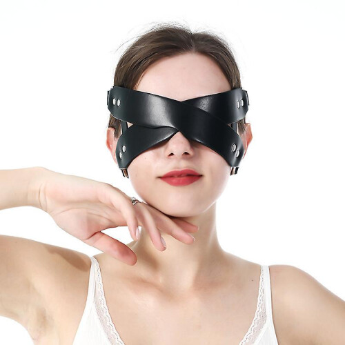 Soft Padded Pu Leather Blindfold Eye Cover Sleep Flirting