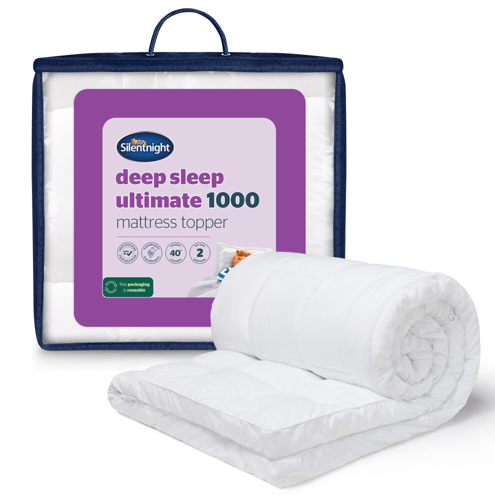 Silentnight Deep Sleep 1000 Mattress Topper Hypoallergenic Easy Fit Thick Mattress Cover