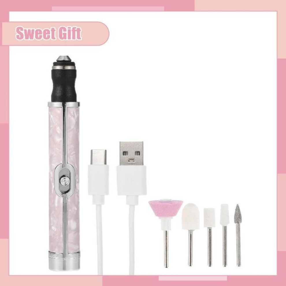 (Pink) Cordless Electric Nail Drill Kit Portable USB Rechargeable Electric Nail File Set Nail Drill Machine Manicure Pedicure Tools