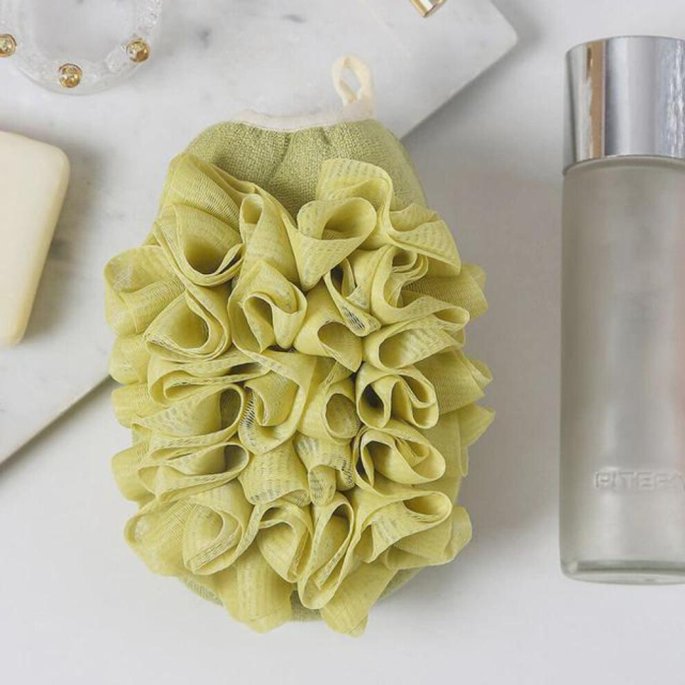 (Green) Exfoliating Gloves, Body Cleaning, Shower Flowers, Bathroom Shower Balls, Body Scrub, Sponge Towels, Bathroom Tools