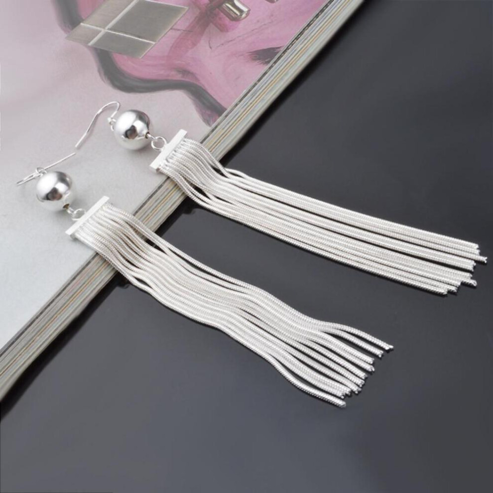 Fashion Women&apos;s Long Tassel Drop Dangle Hook Earrings Statement Jewelry