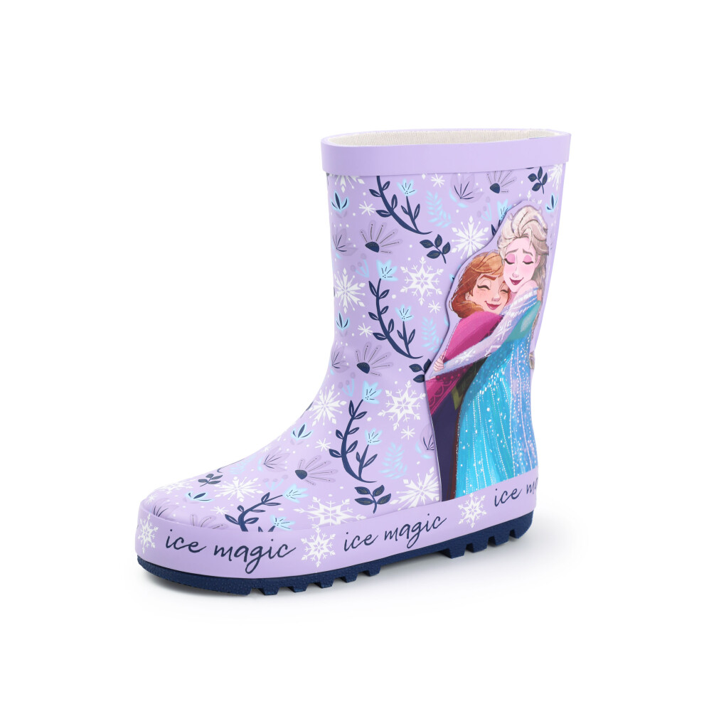 (6 UK Child) Disney Frozen Wellington Boots without Handles (Girls Purple)