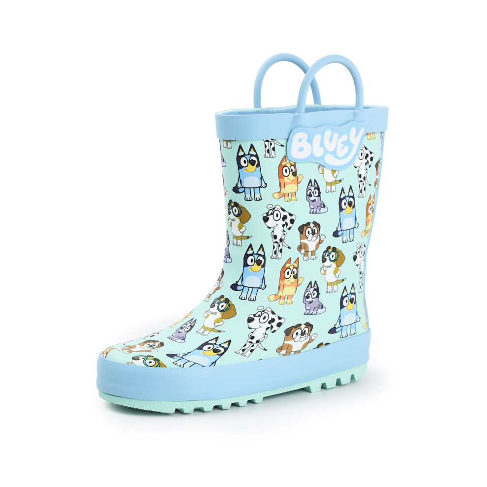 (8 UK Child) Bluey Wellington Boots with Handles (Unisex Kids Blue)