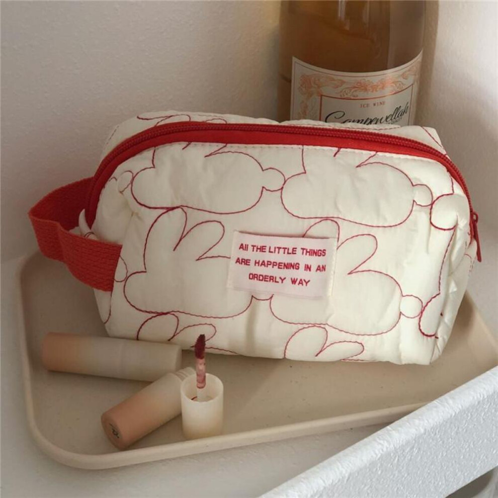 (White) Cute Rabbit Travel Cosmetic Lipstick Purse Storage Bag Kawaii Women Makeup Handbags Organizer Wallet Pouch Pencil Case Bags