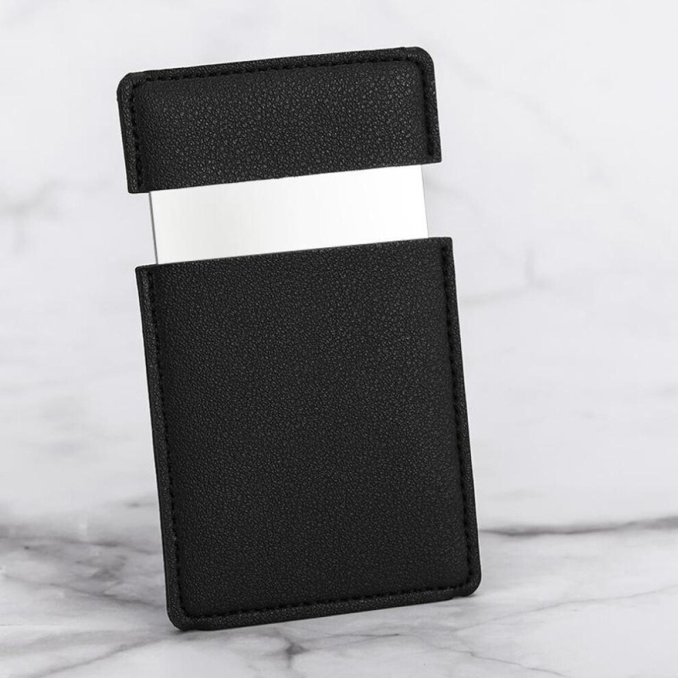 (Black) Ultra-thin Makeup Mirror Vanity Mirror Cosmetic Make Up Pocket Rectangle Foldable Compact Makeup Folding Mirrors Unbreakable