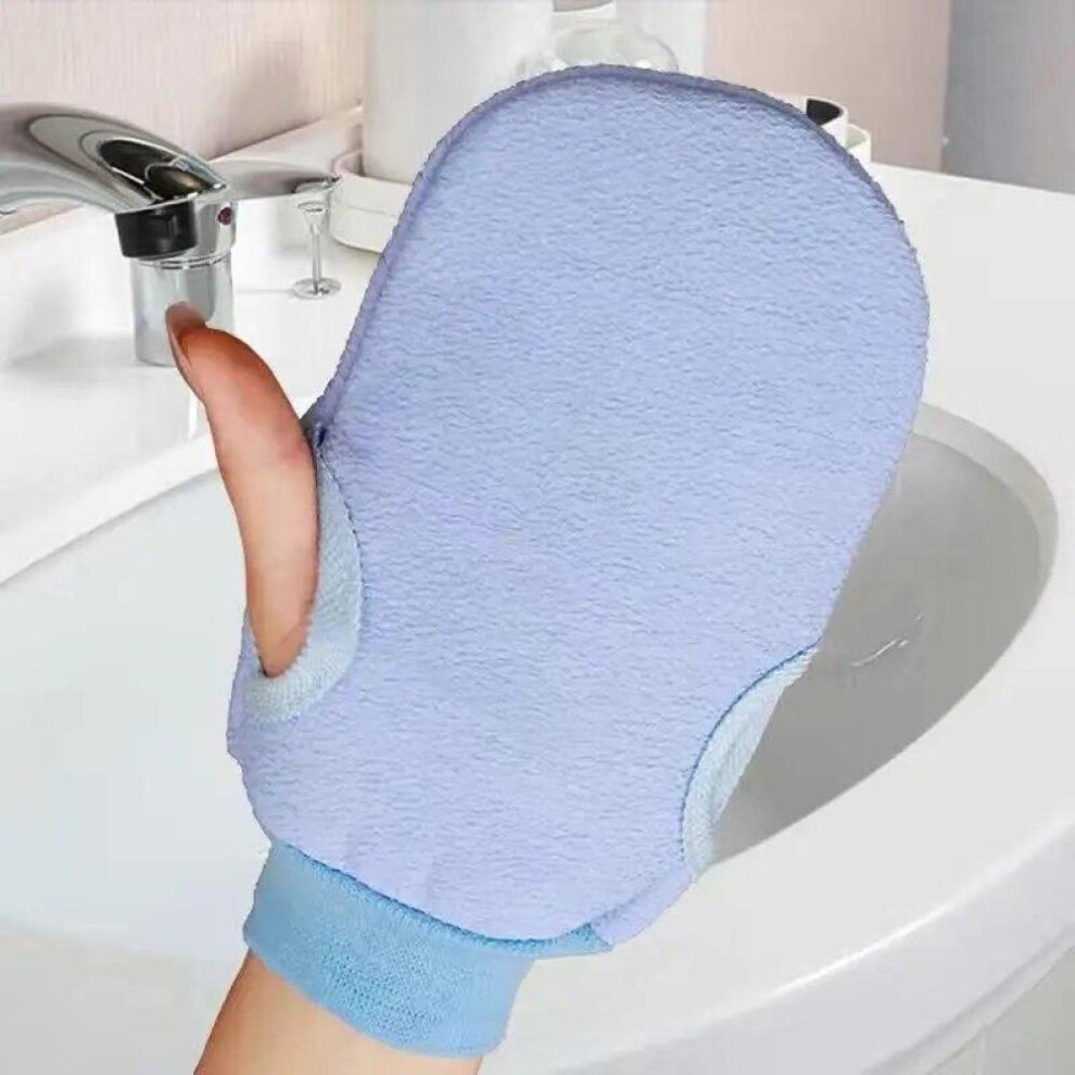 (Blue) 1PC Bath For Peeling Exfoliating Body Cleaning Scrub Mitt Rub Dead Skin Gloves For Shower Body Brush Towel SPA Foam Body Massage