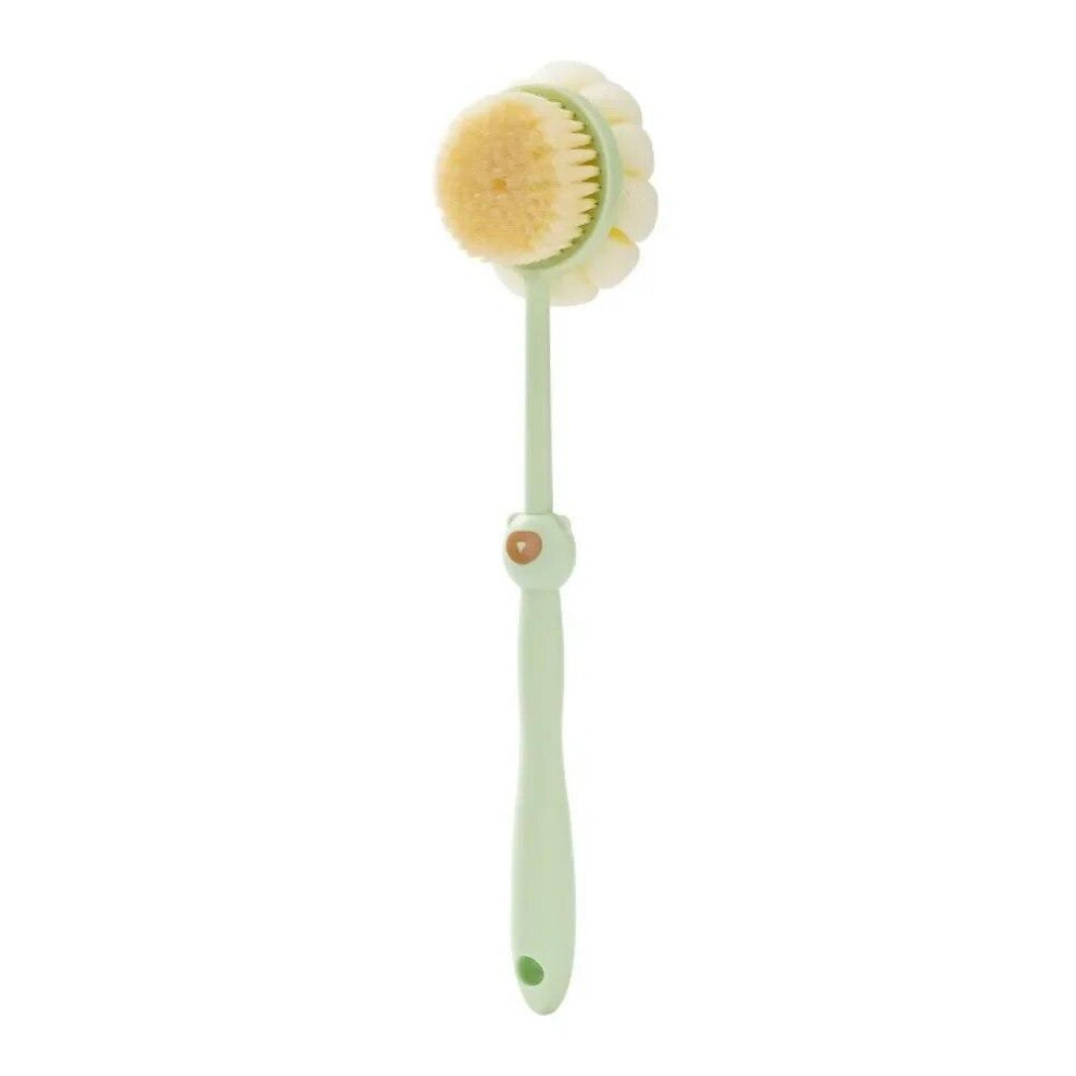 (Green) Two sided Shower Body Brush Silicone Long Handle Bathroom Wash Brush Bathing Massage Back Body Exfoliating Brush Bath Supplies