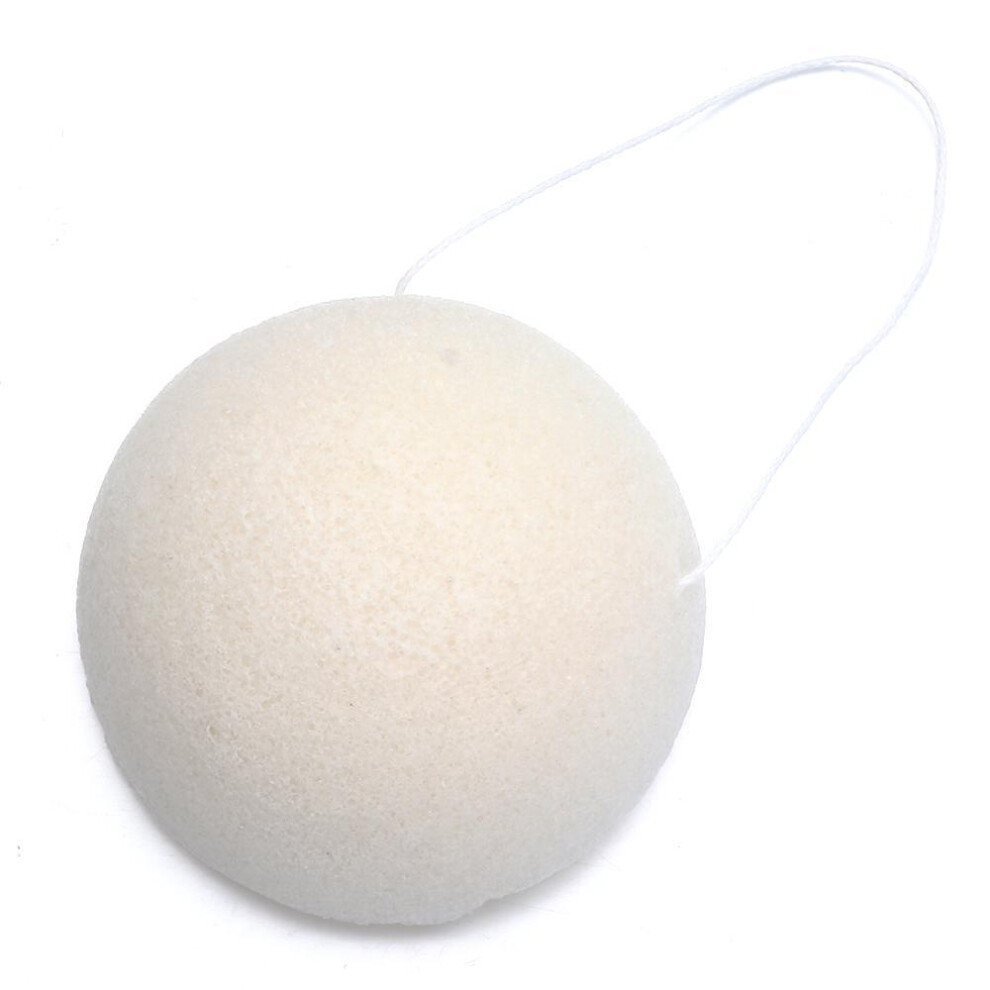 (White) Soft Texture Face Wash Puff Konjac Cleaning Sponge Round Face Wash Cleaning Sponge Natural Fiber Facial Cleansing Exfoliator