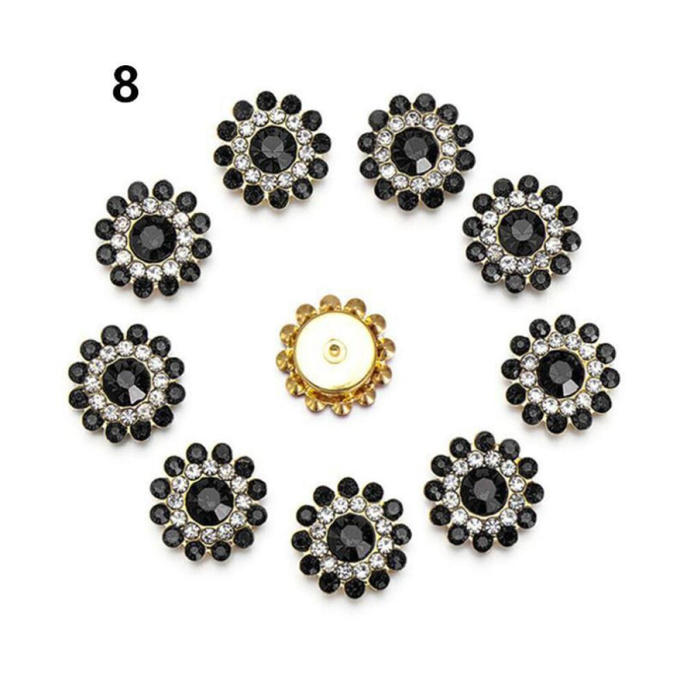 (Black, 14mm) 50PCS Double Lace Gold Claw Stitching Water Diamond Non thermal Fixed Stitching Water Diamond for Clothing, Apparel, and Decoration