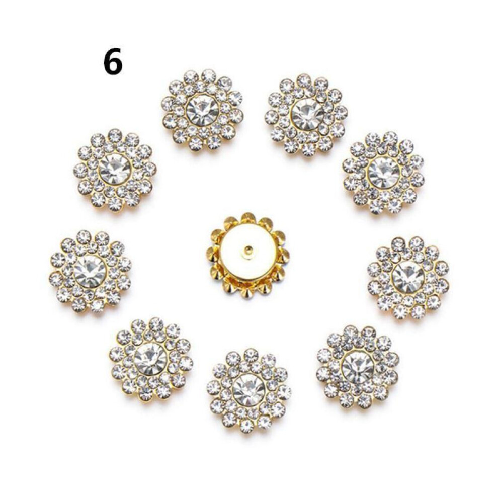 (White, 14mm) 50PCS Double Lace Gold Claw Stitching Water Diamond Non thermal Fixed Stitching Water Diamond for Clothing, Apparel, and Decoration