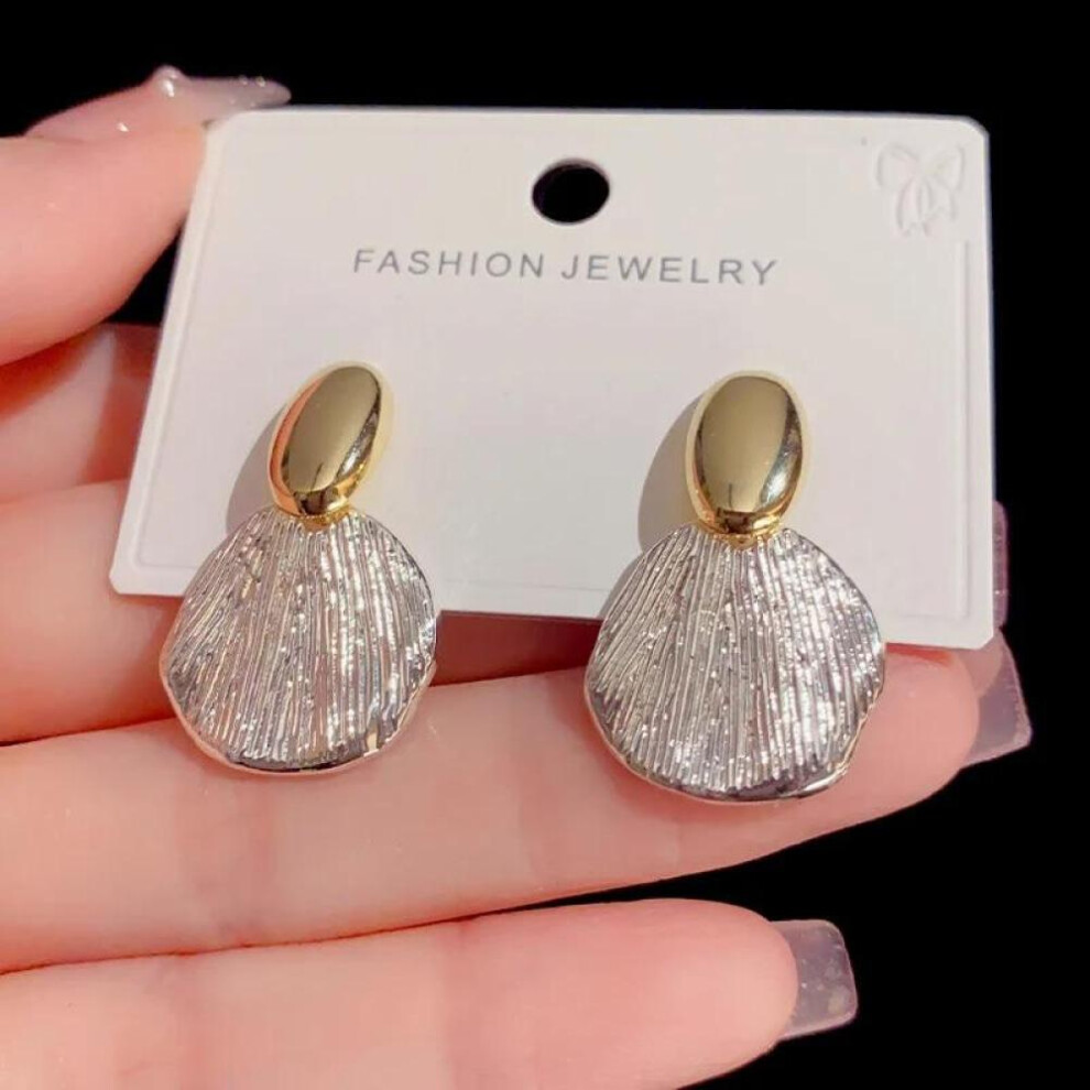 Fashion Gold Silver Color Big Metal Shell Drop Earrings for Women Geometric Irregular Vintage Simple Earrigns Jewelry Party Gift