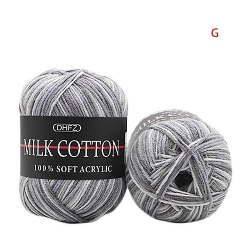 (Grey) Handmade DIY Crochet Yarn With Gradient Milk Cotton Medium Thick Baby Thread Baby Thread