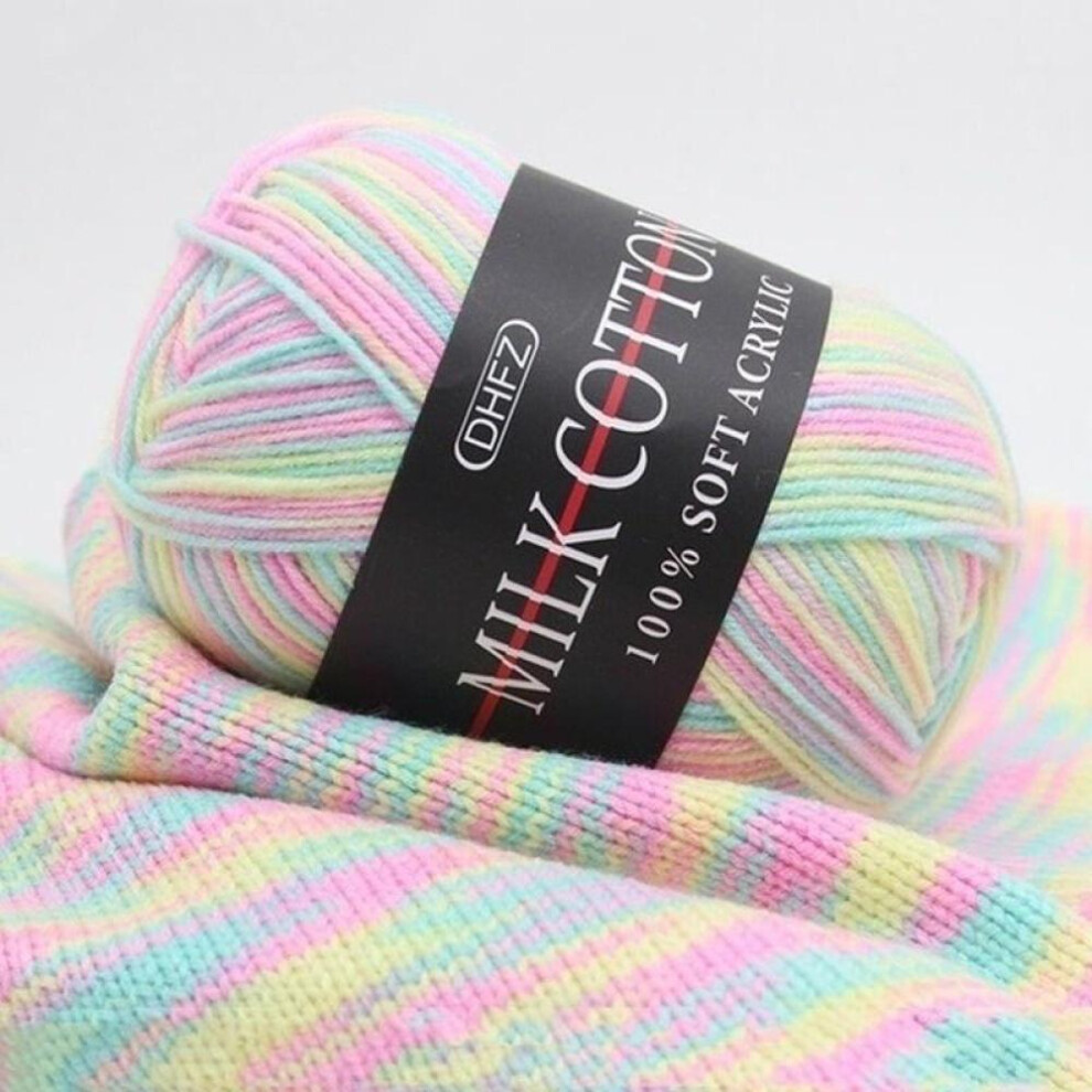 (Multicoloured) Handmade DIY Crochet Yarn With Gradient Milk Cotton Medium Thick Baby Thread Baby Thread