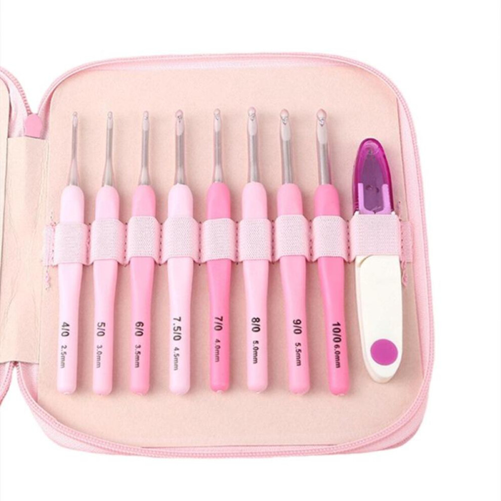 8Pcs Crochet Hook Kit 2.5-6mm Soft Handle Aluminum Alloy Hooks Set With 8 Sizes For DIY Crafts Knitting Crocheting Supplies